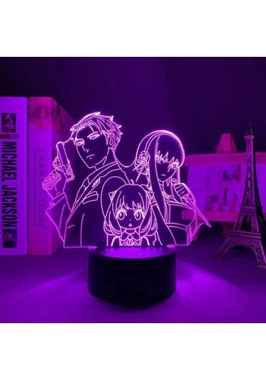 Goldenqian Spy X Aile Anime 3d Gece Lambası Boy Için 16 Renkler Kız Odası Dekor Illusion Led Lamba Usb Manga Anya Şekil Uygun Çocuklar Fanlar Noel Hediyeleri Ur2hu7 Siyah