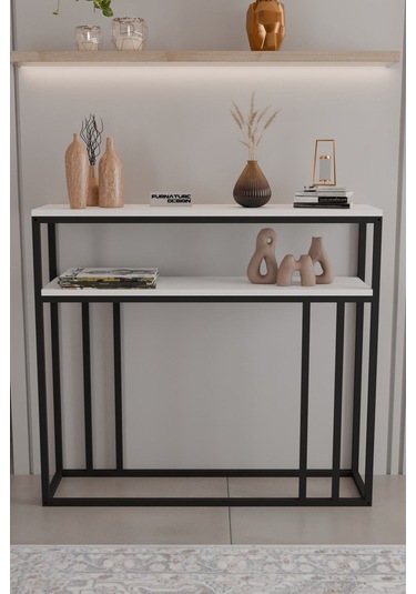 2 Raflı Metal Dresuar Raflı Lüx Dresuar Kitaplık Salon Düzenleyici 2 Raflı 100 Cm Beyaz