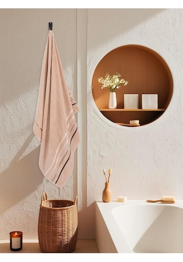 Banyo Havlusu Tekli Pamuk Bale Bej