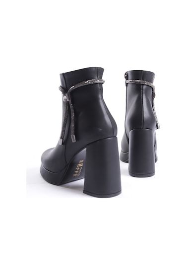 Sofya Kadın Yanı Taşlı Ortopedik Soğuk Geçirmez Bot Siyah