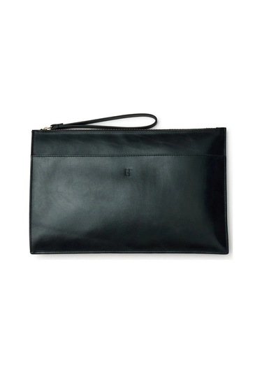 Beverly Hakiki Deri Siyah Kadın Cepli Fermuarlı Rfid Korumalı Portföy Çanta Siyah