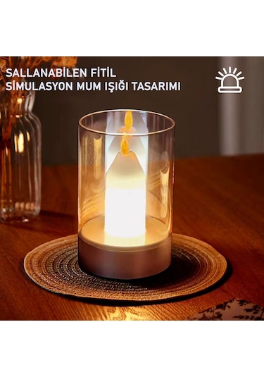 Cata Ct 8432 Tokyo Taşınabilir Mum Görünümlü Masa Lambası El Hareketini Algılayan Usb Şarjlı