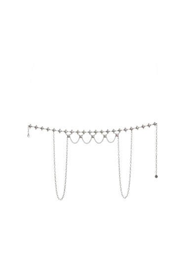 Labalaba Kadın Antik Gümüş Kaplama Zincirli Tasarım Saç Zinciri Gümüş