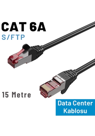 Irenıs 15 Mt Siyah Cat 6a S/ftp Ethernet Data Center Patch Kablo
