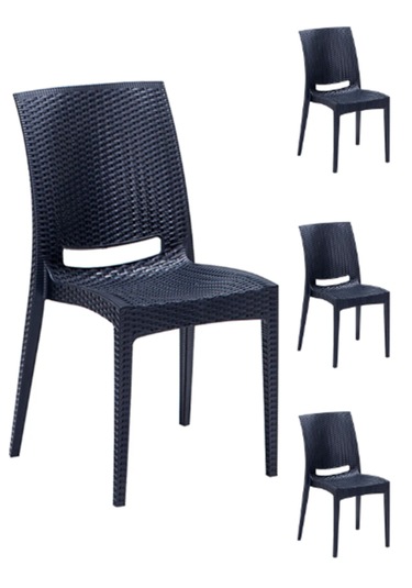 4 Kişilik 70x120 Cm Rattan Masa Takımı Camlı