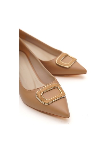 Scenic Nude Tokalı 4cm Sivri Burun Topuklu Ayakkabı Ten Rengi