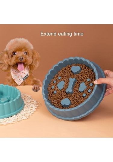 Cbtx Yavaş Yemek Kasesi Boğulma Önleyici Köpek Kasesi Kedi Köpek Mama Kasesi Mavi