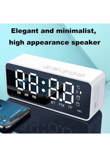 G50 Kablosuz Bluetooth Hoparlör Fm Mini Kart Ayna Çalar Saat Ses