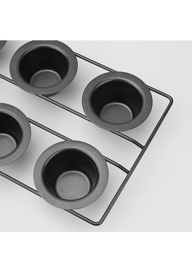 Ulzyvf Yapışmaz Tavası Siyah Tatlı Popover Pişirme Muffin Kabı 6'lı Siyah