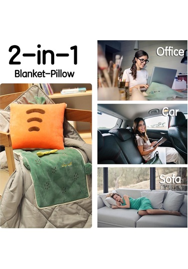 2'si 1 Arada Battaniye Yastık Katlanabilir Battaniye Uzatılabilir Atma Yastıkları Ev Ofis Araba Safa Turuncu