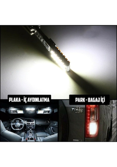 T10 Dipsiz W5w Canbus 24 Ledli Beyaz Park Plaka Ampulü 10 Adet