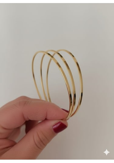 Akfecan Çelik 316l Üçlü Ajda Bilezik 60mm Altın