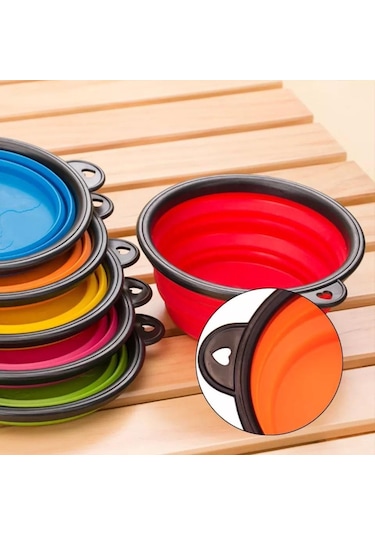 Katlanabilir Silikon Köpek Mama ve Su Kabı 350 ML Çok Renkli