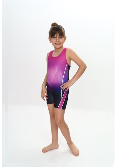 Kız Çocuk Deniz Yüzücü Mayoları Mavi - Yeşil