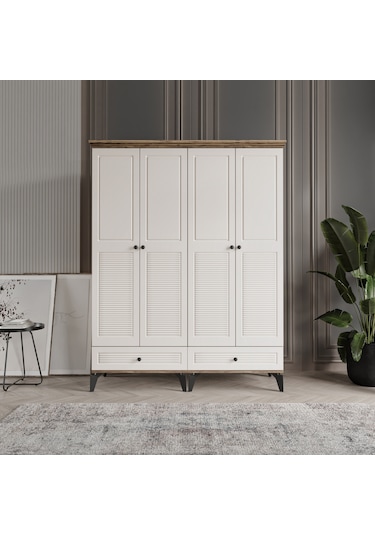 Beenal Nisa 4 Kapaklı Gardırop Dolap 160cm Atlantik Çam-aytaşı