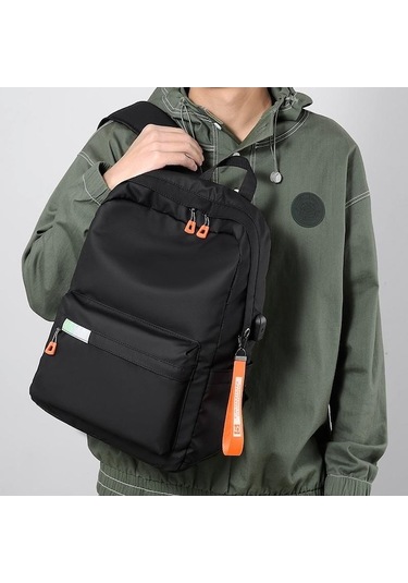 Novahub Erkek Kadın İş Rahat Sırt Çantası Su Geçirmez Oxford Kumaş Kontrast Siyah 31,5x13x42 Siyah