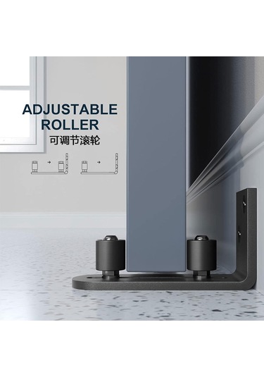 Vkemall Eısen-zb02l Tipi Depo Kapısı Kayar Koruması - Tırmanmaz, Dairesiz, Çift Tekerlekli Toprağa İlişkin Metal Aksesuarlar Siyah