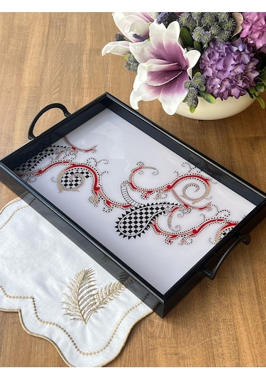 Queen Juego Ahşap Dikdörtgen Tepsi