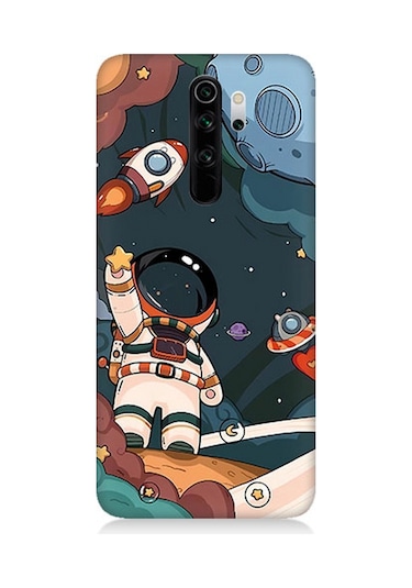 Xiaomi Redmi Note 8 Pro Uyumlu Silikon Kılıf Sevimli Astronot Uzay Macerası