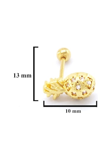 Ferizz Altın Kaplama Zirkon Taşlı Ananas Şekilli Piercing Prc-159 Altın