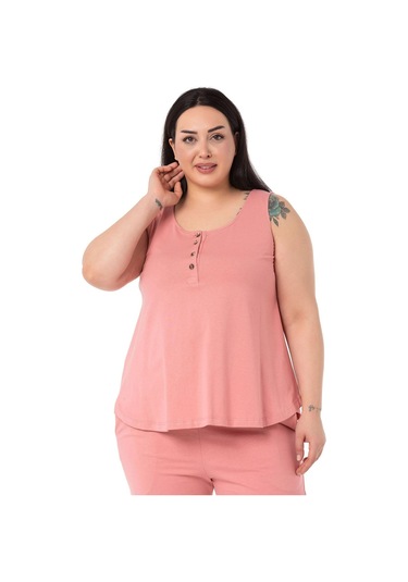 Büyük Beden Penye Pembe Eşofman Takımı-pembe Pembe