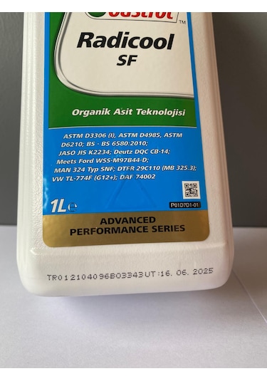 Castrol Radicool Sf Organik Kırmızı Renk 1 Litre Antifriz 06/2025 Üretim Kırmızı