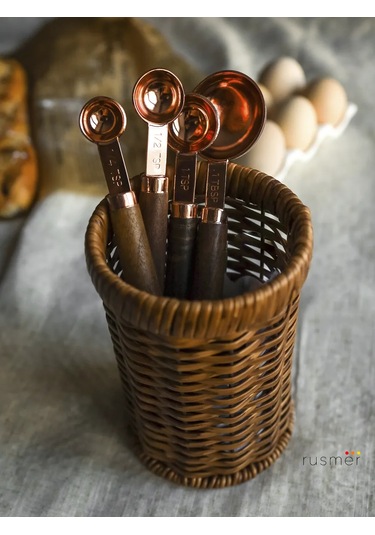 Rusmer Küçük Ölçü Kaşıkları, Ahşap Saplı, 4 Adet 373229980 Altın Rengi