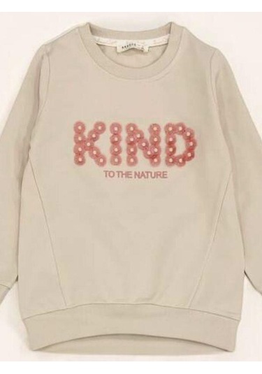 Kız Çocuk Kind İşlemeli Eşofman Takım-14389 Bej