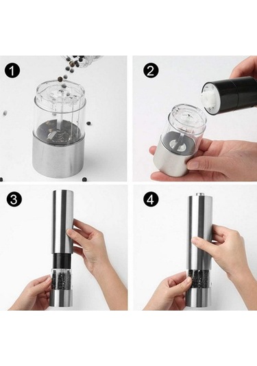 Elektrikli Baharat Öğütücü Pilli Paslanmaz Çelik Otomatik Tuz Kar Renkli