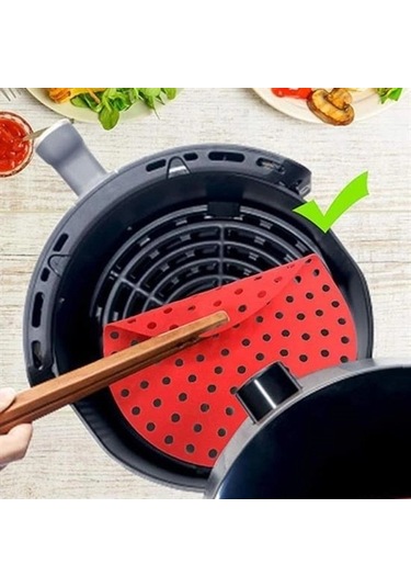 Buffer Renkli Isıya Dayanıklı Yıkanılabilir Silikon Fırın Ve Airfryer Yuvarlak Pişirme Matı 20 Cm Çok Renkli