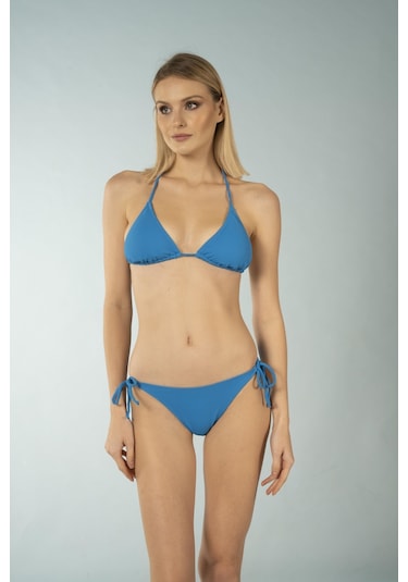 Estiva Üçgen İpli Bikini Takımı - Mavi Çok Renkli