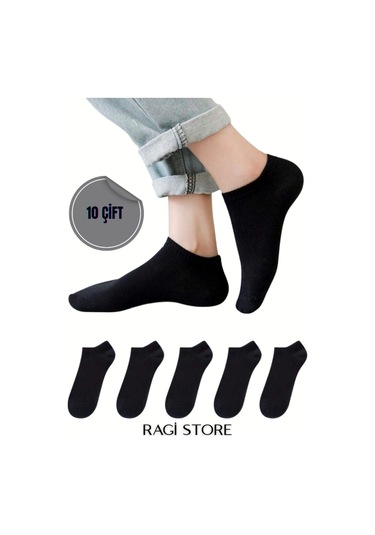 10'lu Siyah Erkek Bilek Patik Çorap Siyah