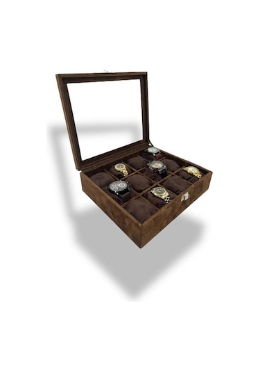 Richbo x 12'li Saat Kutusu Süet Kahve