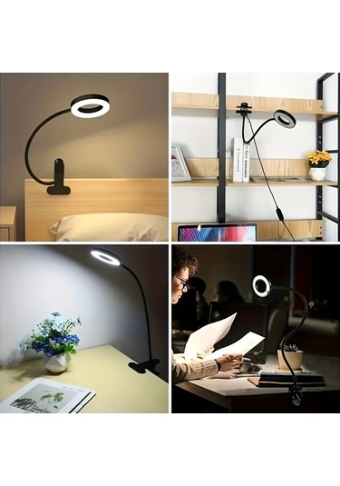 Boatshop1 Beyaz Usb Sarj Edilebilir 360 Derece Donen Led Masa Lambasi Goz Koruma Okuma Ofis Bitki Buyutmek Icin Beyaz