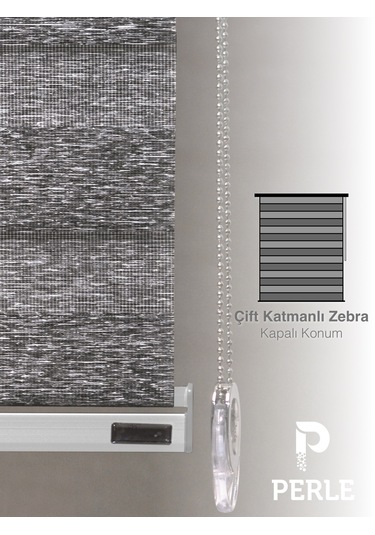 Br Perle Koyu Gri Renk Bambu Stor Zebra Perde Yüksek Kalite Alüminyum Kasa Koyu Gri