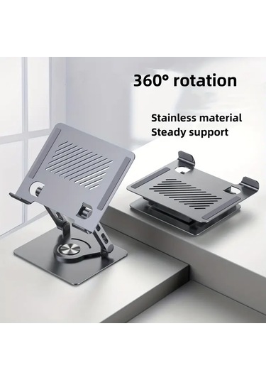 360 Derece Dönebilen Tablet Standı, 360 Derece Dönebilen Tabanlı Bilgisayar Standı, Ayarlanabilir Tablet Standı Gri
