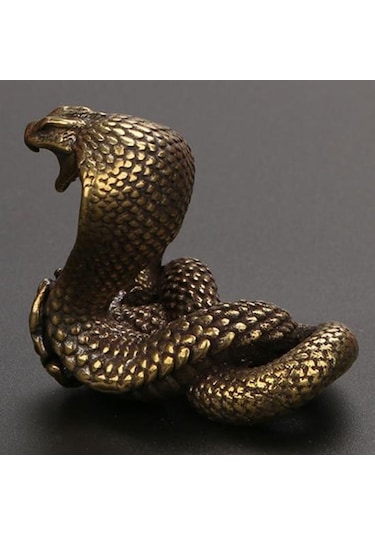 Kobra Heykeli Süs Zodyak Yılan Minyatür Figürler Bakır Masaüstü El Sanatları