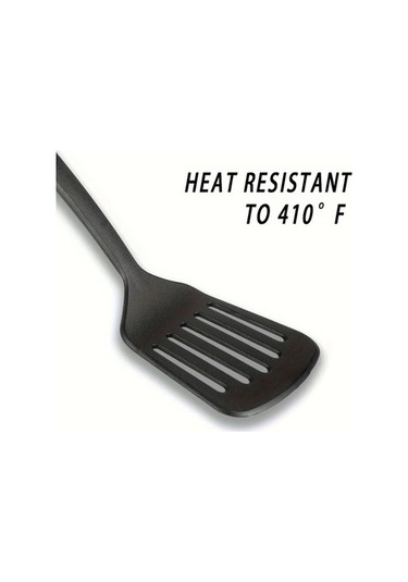Trendooze 1 Adet Gaojunshop01 Siyah Yapışmaz Nylon Oluklu Spatula Isıya Dayanıklı Bpa İçermez Ergonomik Saplı Siyah Siyah