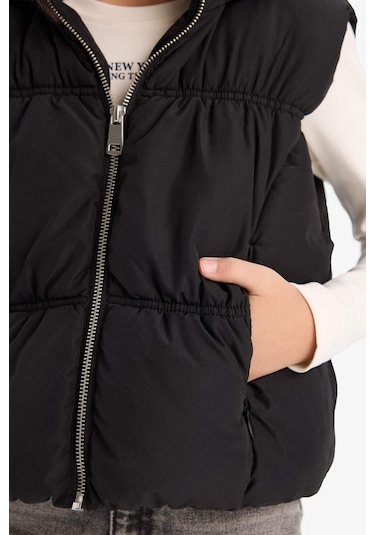 Defacto Kız Çocuk Su İtici Kapüşonlu Şişme Yelek C4971a825aubk27 Siyah