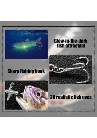 Fochsia Şarj Edilebilir Led Işıklı Robot Yapay Yem Gümüş Renk 4 Kademeli Yüzme Şekilli Elektrikli Sallanır Balık Yemi