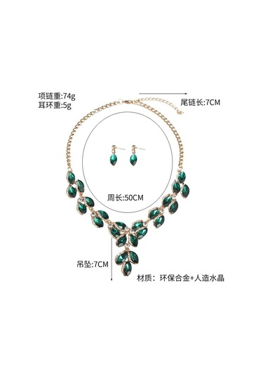 Kristal Değerli Taş Köprücük Kemiği Kısa Kolye Küpe Takı Seti Moda Kadın Aksesuarları Beyaz