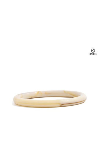 Vintage Doğal Desen Geniş Bileklik Beyaz