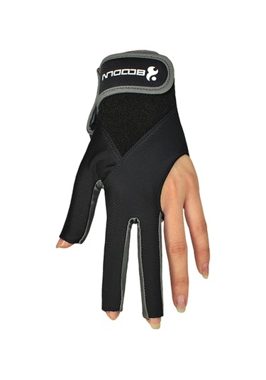 Youtek Sol El İçin Üç Parmak Kesmeli Nefes Alabilir Bilardo Eldiveni - Siyah, S-m Boyut, Esnek Ve Yumuşak