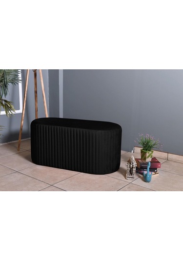 Velluto Lungo Puf-siyah 90 Cm Kapitoneli Uzun&oval Puf&bench&koltuk&pofuduk Makyaj Puff