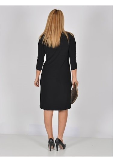 Nidya Moda Büyük Beden Vyaka Hazır Elbise-4039S Siyah