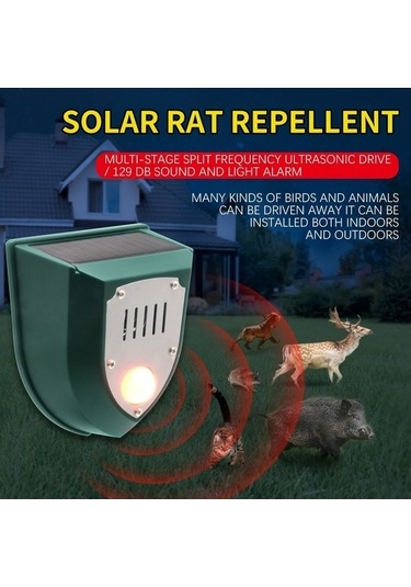 Trendooze Güneş Enerjili Ultrasonik Hayvan Kovucu - 129db Alarm, Ip55 Su Geçirmez, Dış Mekan Güvenliği