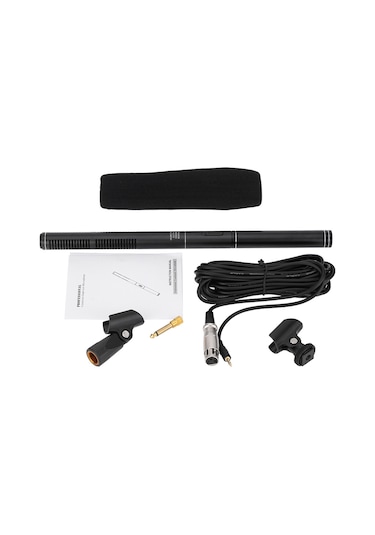 Xindoker Yönlü Kondenser Röportaj Mikrofonu, Uzun/kısa Mesafe Seçeneği, 5m Kablolu, Rüzgar Gürültüsü Engelleyici, Çok Cihaz Bağlantısı