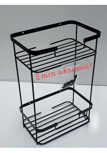 304 Paslanmaz 2Li Kare Şampuanlık-Süngerlik Mat Siyah