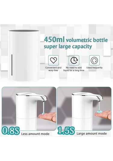 Xiaaokeji Elektrikli Sıvı Sabunluk Su Geçirmez Ayarlanabilir Hacim 450ml Beyaz