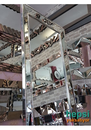 Ayna Çerçeveli Model Gümüş Renk Ayaklı Boy Aynası Gümüş